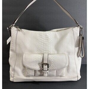 NWT Coach Charlie Python Ivory Leather Hobo Tote Shoulder Bag MSRP $498